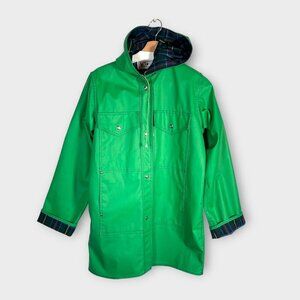 🦜 Vintage Raincoat Jacket Size Tag Missing Fits as Woman's LARGE Green 80s 90s